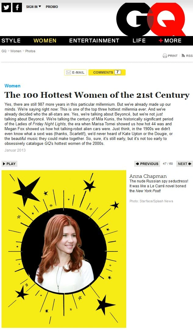 Анна Чапман увійшла до списку найсексуальніших жінок століття (10 фото) – фото 1